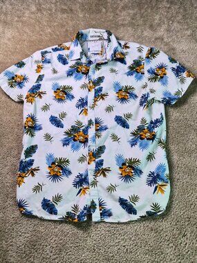 Cactus Man Ricky Singh Mens Hawaiian Aloha Button Up Shirt Size Large White F890